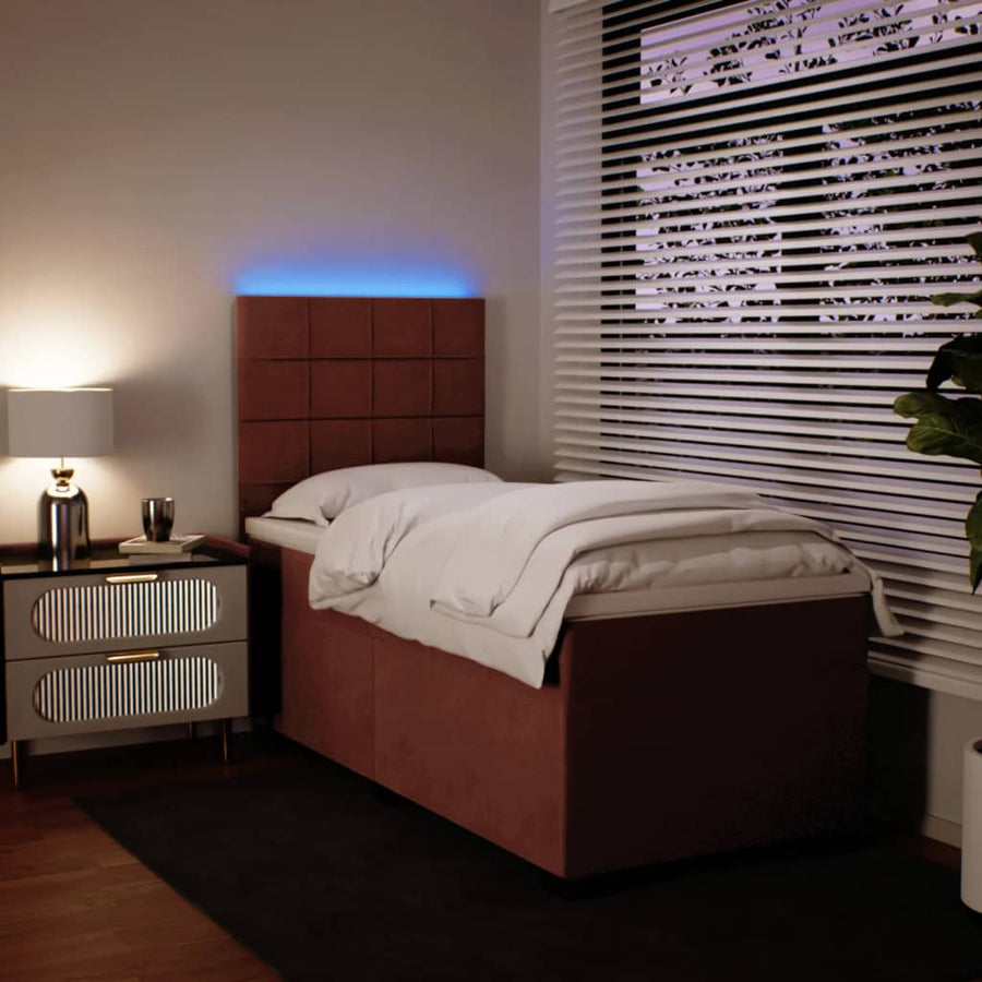 Boxspring met matras fluweel roze 90x200 cm