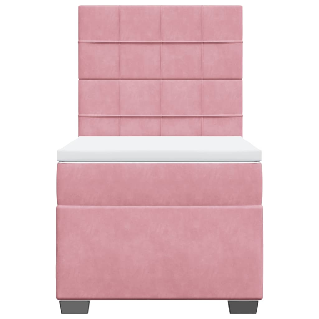 Boxspring met matras fluweel roze 90x200 cm