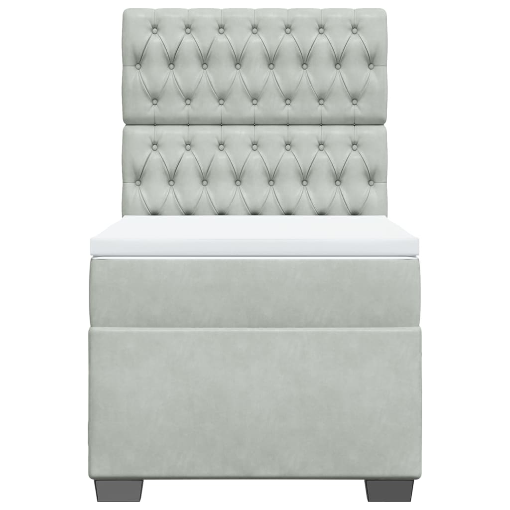 Boxspring met matras fluweel lichtgrijs 90x200 cm