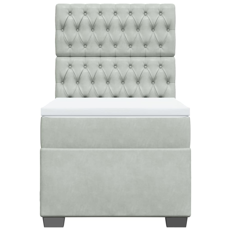Boxspring met matras fluweel lichtgrijs 90x200 cm