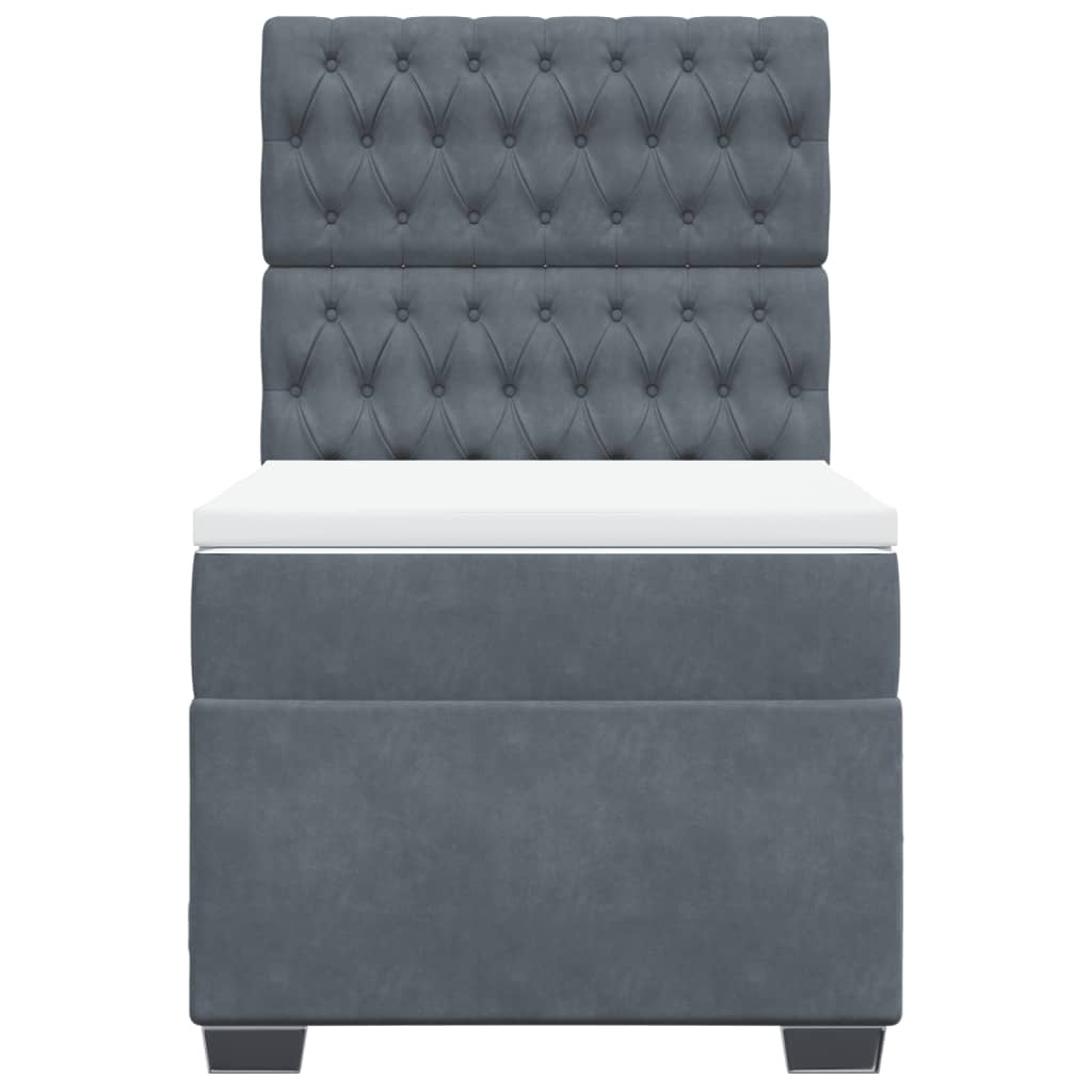 Boxspring met matras fluweel donkergrijs 90x200 cm