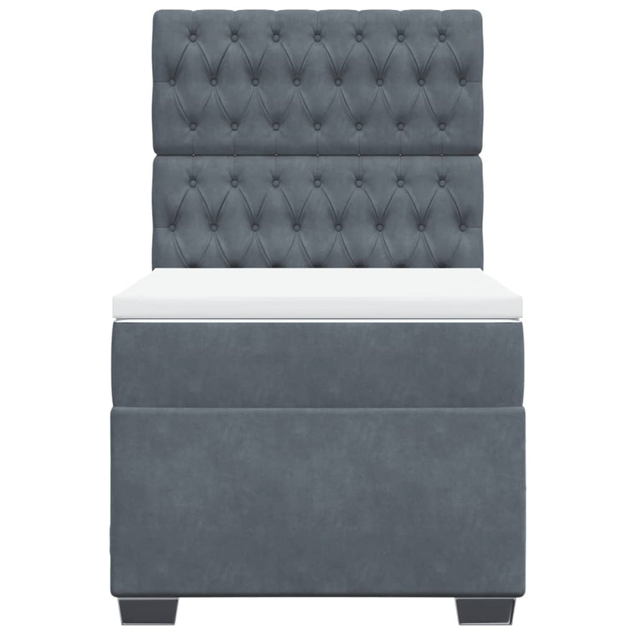 Boxspring met matras fluweel donkergrijs 90x200 cm