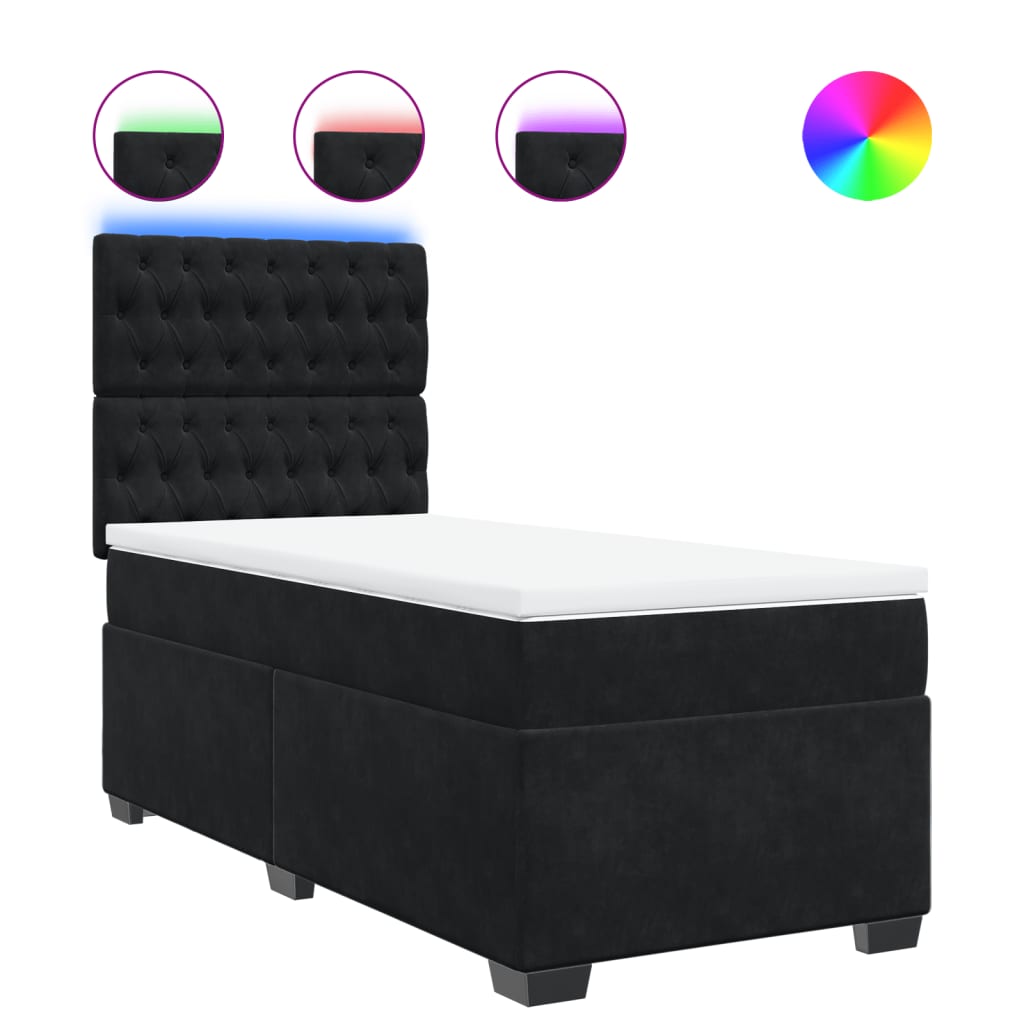 Boxspring met matras fluweel zwart 90x200 cm
