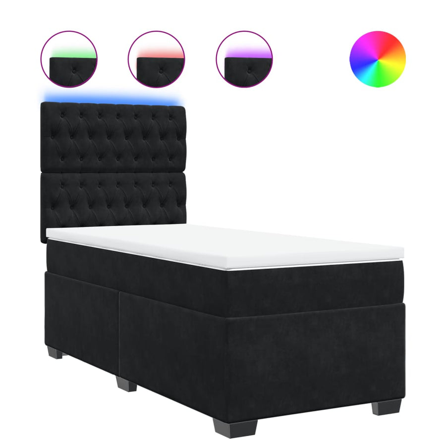 Boxspring met matras fluweel zwart 90x200 cm