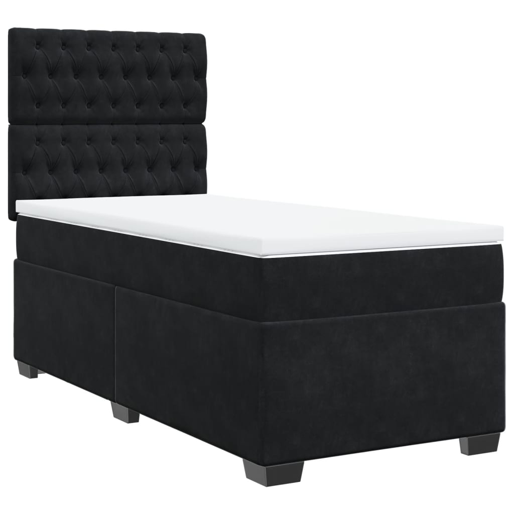 Boxspring met matras fluweel zwart 90x200 cm