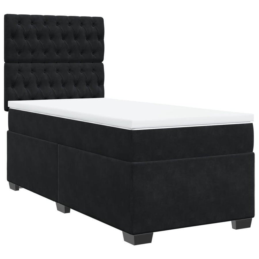 Boxspring met matras fluweel zwart 90x200 cm