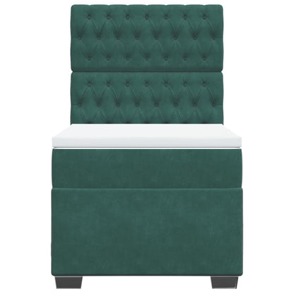 Boxspring met matras fluweel donkergroen 90x200 cm
