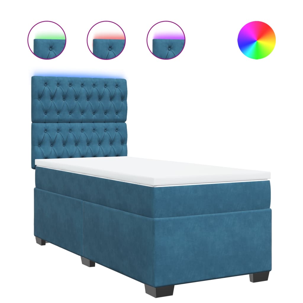Boxspring met matras fluweel blauw 90x200 cm