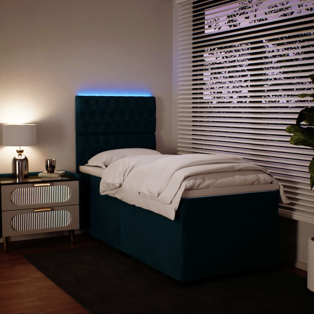 Boxspring met matras fluweel blauw 90x200 cm