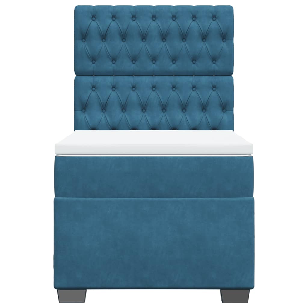 Boxspring met matras fluweel blauw 90x200 cm