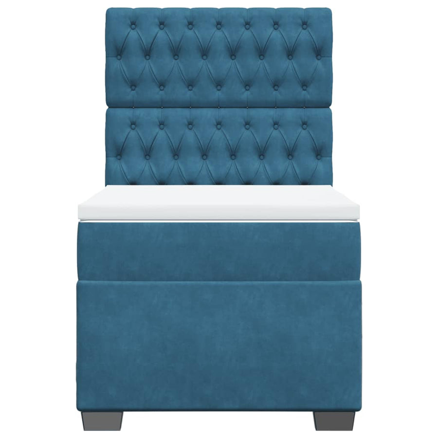 Boxspring met matras fluweel blauw 90x200 cm