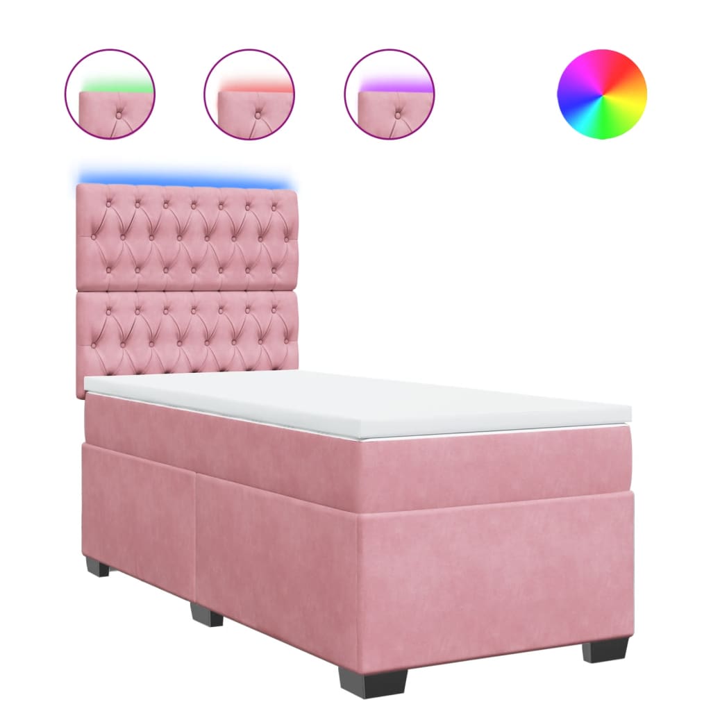 Boxspring met matras fluweel roze 90x200 cm