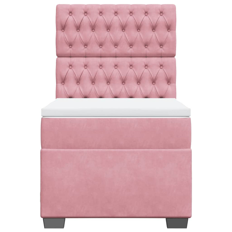 Boxspring met matras fluweel roze 90x200 cm