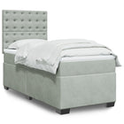 Boxspring 90x200 cm fluweel lichtgrijs met matras