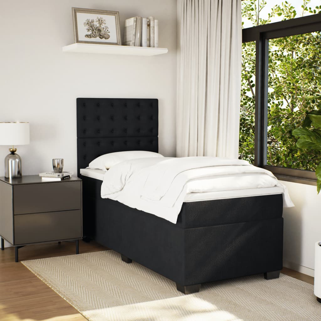 Boxspring met matras fluweel zwart 90x200 cm