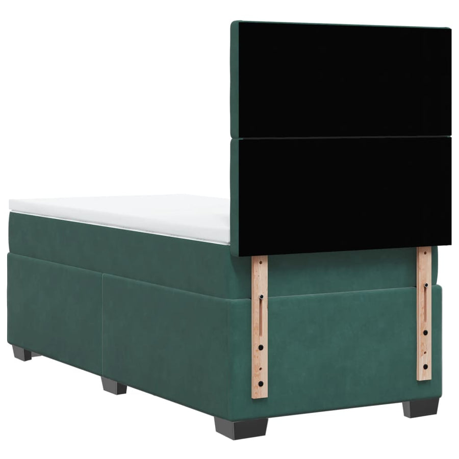 Boxspring met matras fluweel donkergroen 90x200 cm