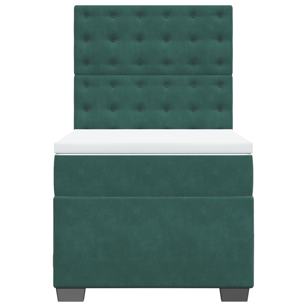 Boxspring met matras fluweel donkergroen 90x200 cm