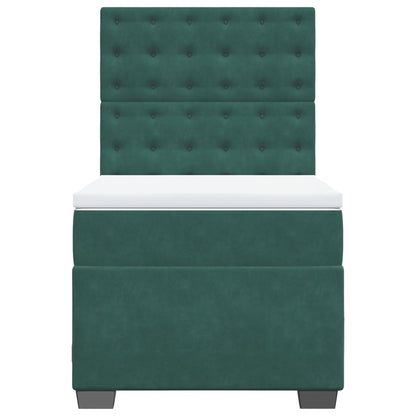 Boxspring met matras fluweel donkergroen 90x200 cm