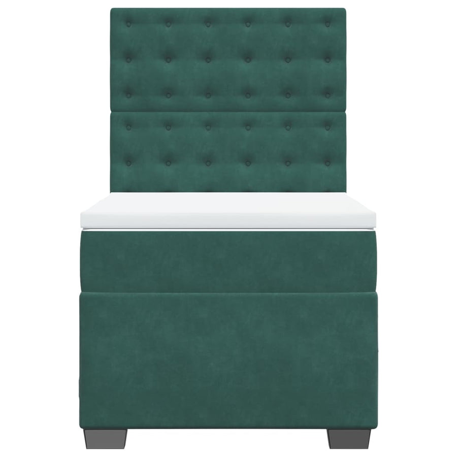 Boxspring met matras fluweel donkergroen 90x200 cm