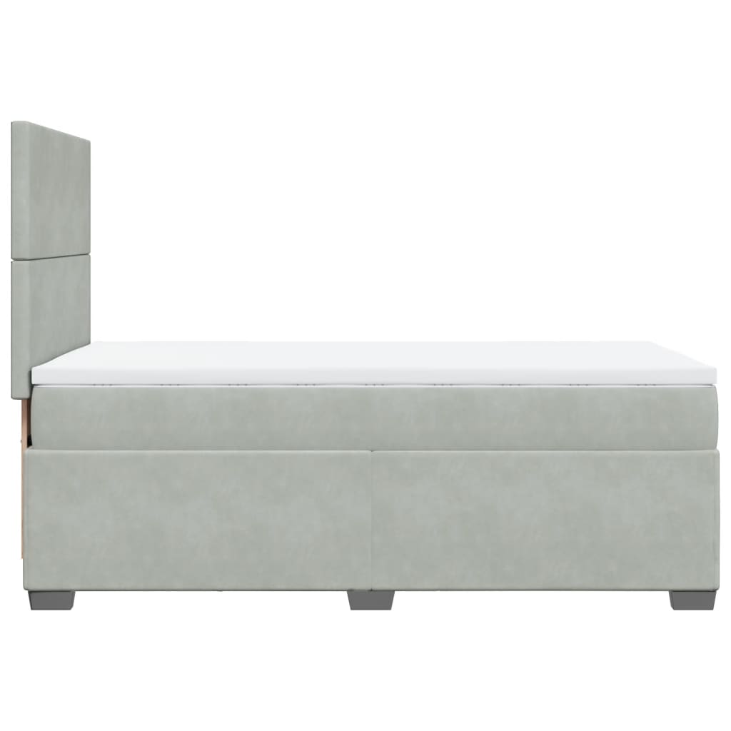 Boxspring met matras fluweel lichtgrijs 100x200 cm