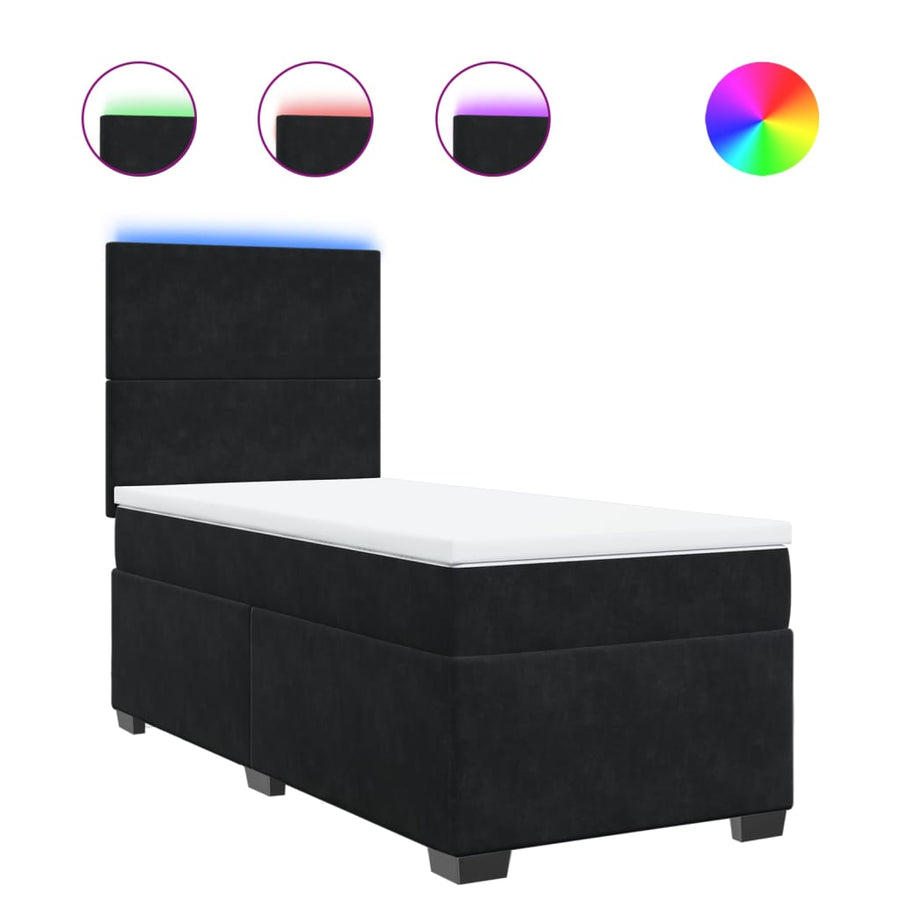 Boxspring met matras fluweel zwart 100x200 cm