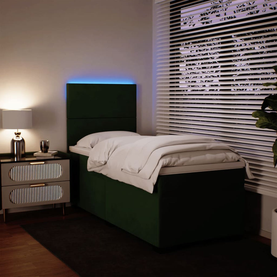 Boxspring met matras fluweel donkergroen 100x200 cm
