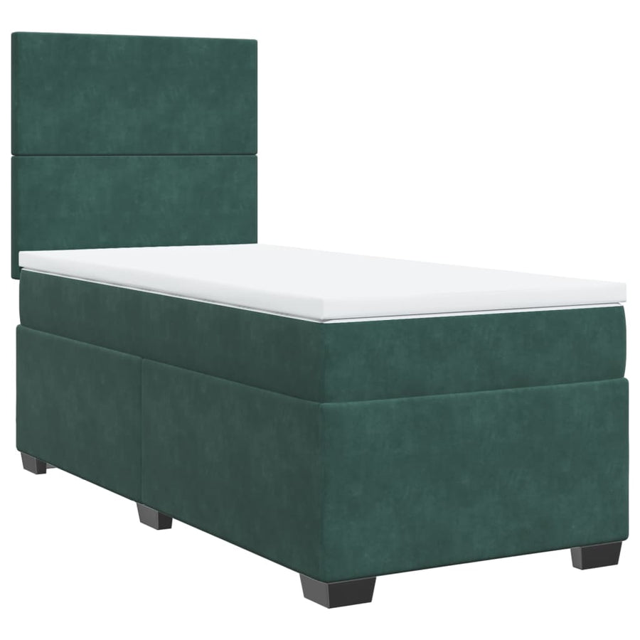 Boxspring met matras fluweel donkergroen 100x200 cm