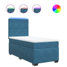 Boxspring met matras fluweel blauw 100x200 cm
