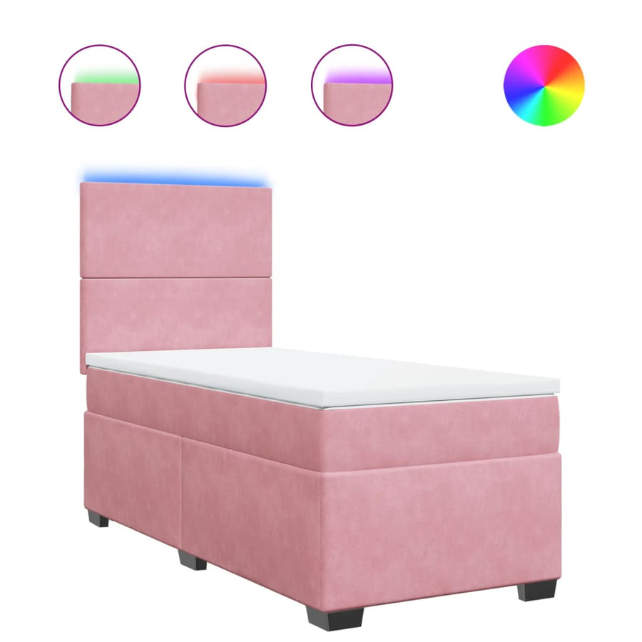 Boxspring met matras fluweel roze 100x200 cm