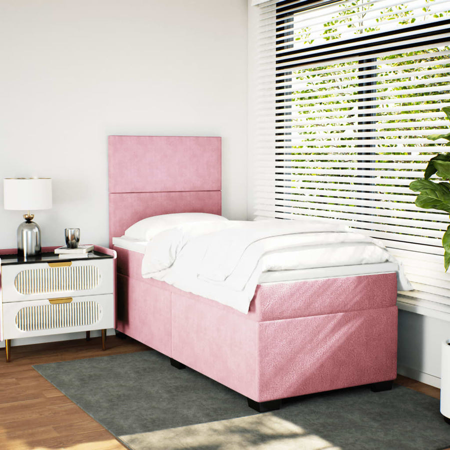 Boxspring met matras fluweel roze 100x200 cm