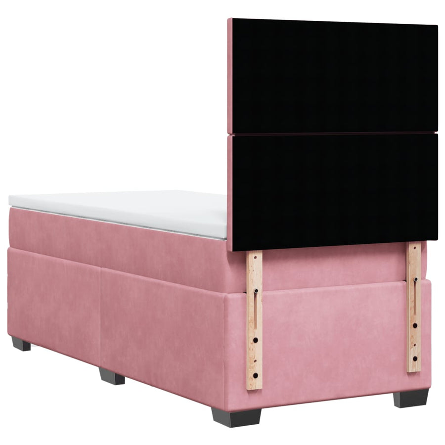 Boxspring met matras fluweel roze 100x200 cm