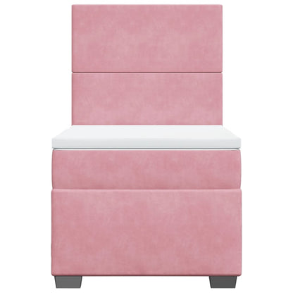 Boxspring met matras fluweel roze 100x200 cm