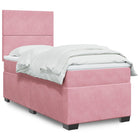 Boxspring met matras fluweel roze 100x200 cm