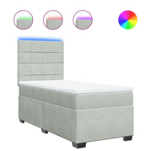 Boxspring met matras fluweel lichtgrijs 100x200 cm