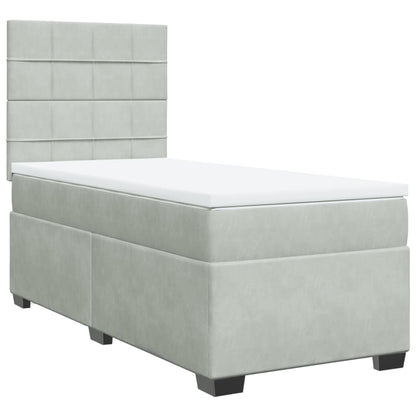 Boxspring met matras fluweel lichtgrijs 100x200 cm