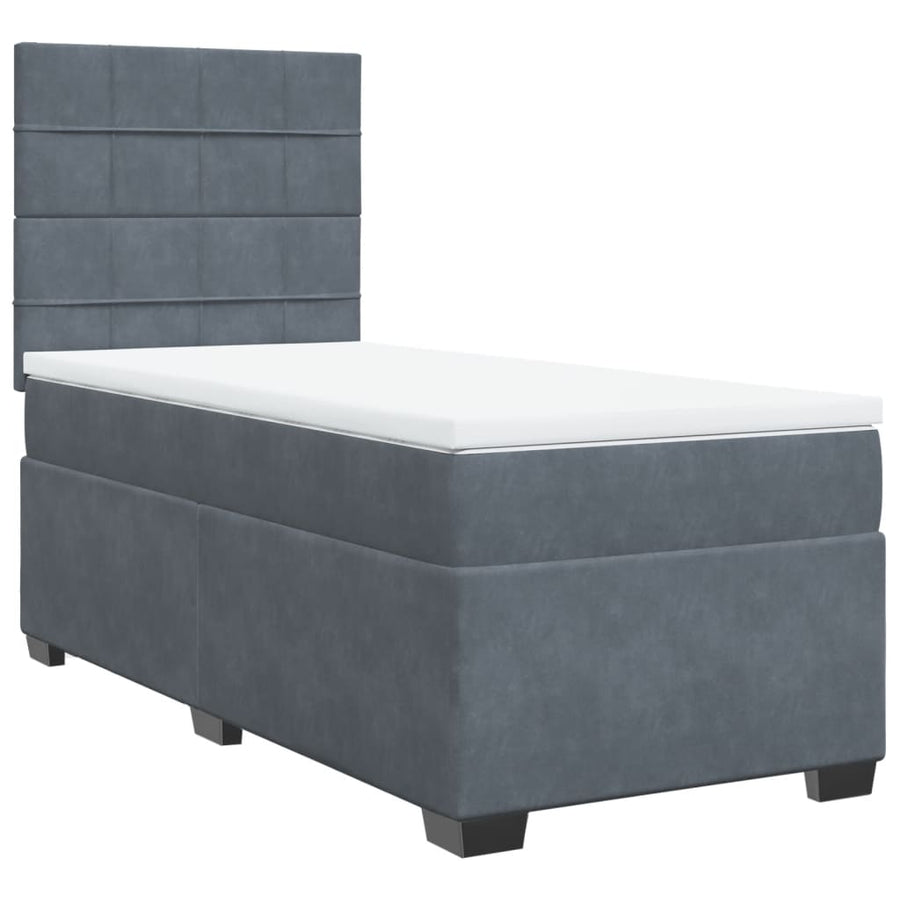 Boxspring met matras fluweel donkergrijs 100x200 cm