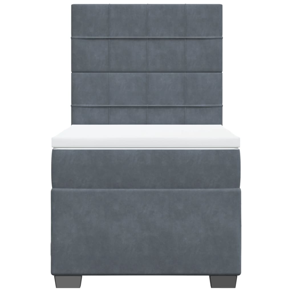 Boxspring met matras fluweel donkergrijs 100x200 cm
