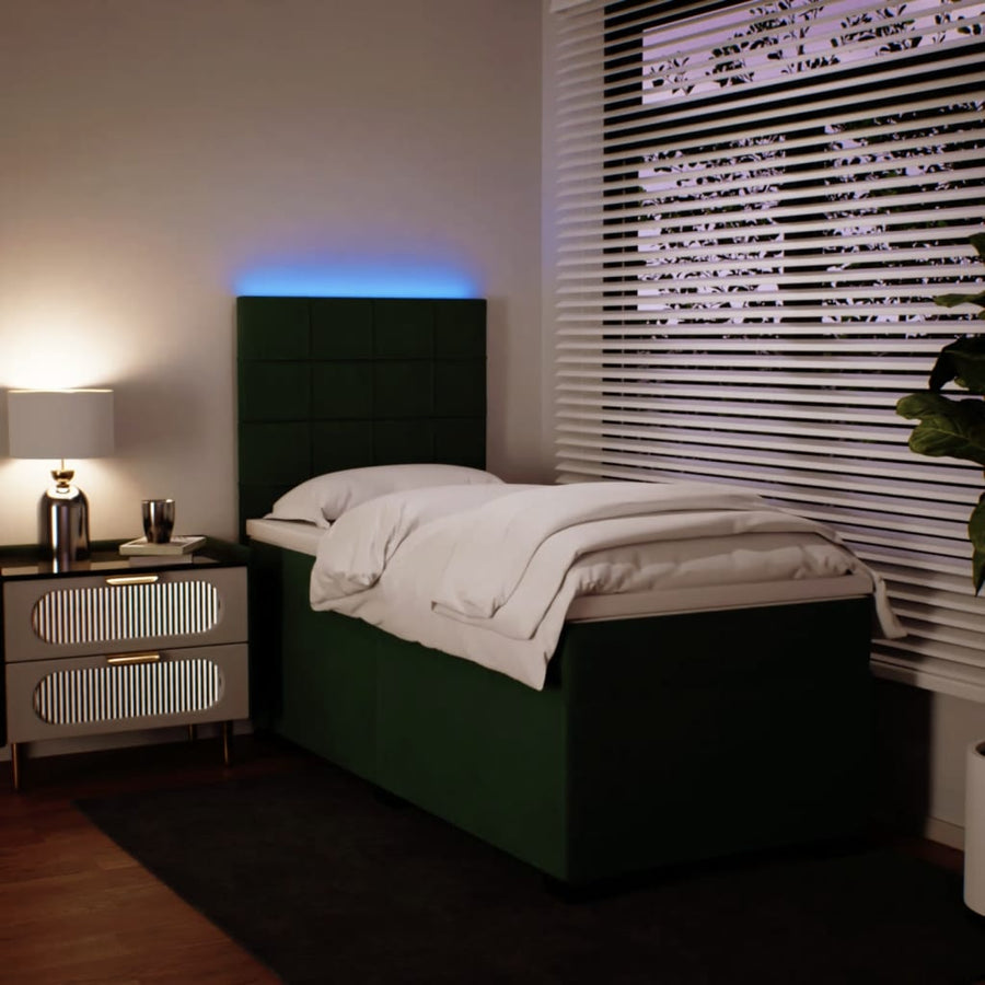 Boxspring met matras fluweel donkergroen 100x200 cm
