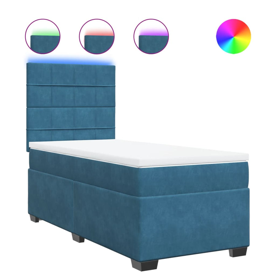 Boxspring met matras fluweel blauw 100x200 cm