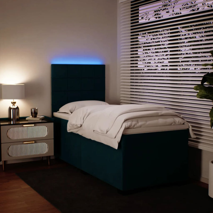 Boxspring met matras fluweel blauw 100x200 cm