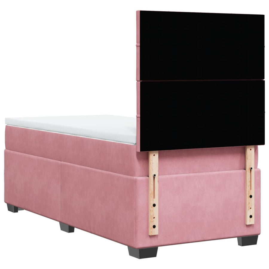 Boxspring met matras fluweel roze 100x200 cm