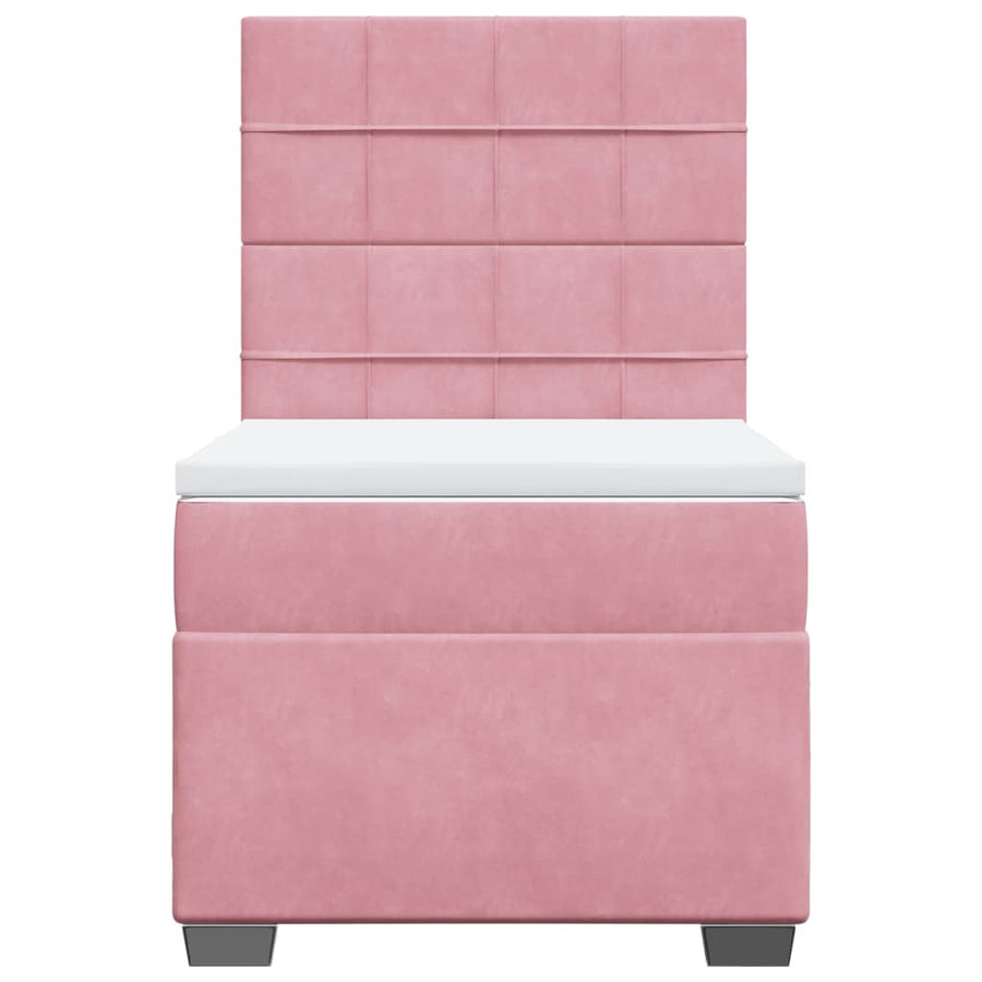 Boxspring met matras fluweel roze 100x200 cm