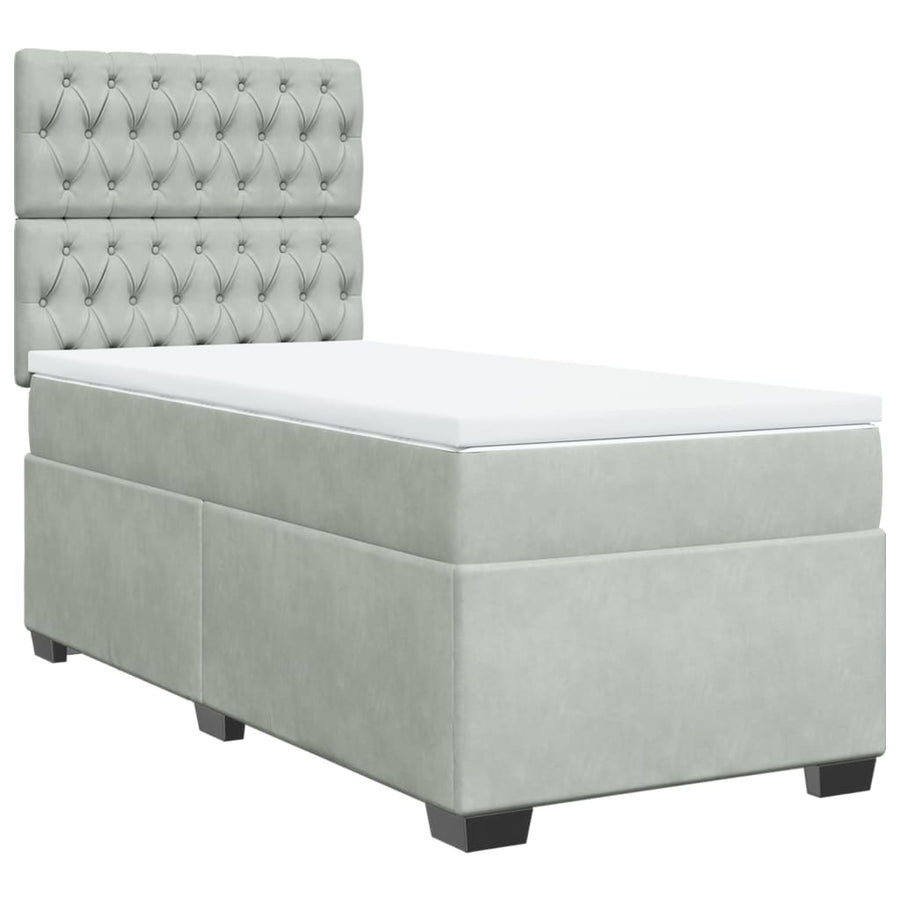 Boxspring met matras fluweel lichtgrijs 100x200 cm