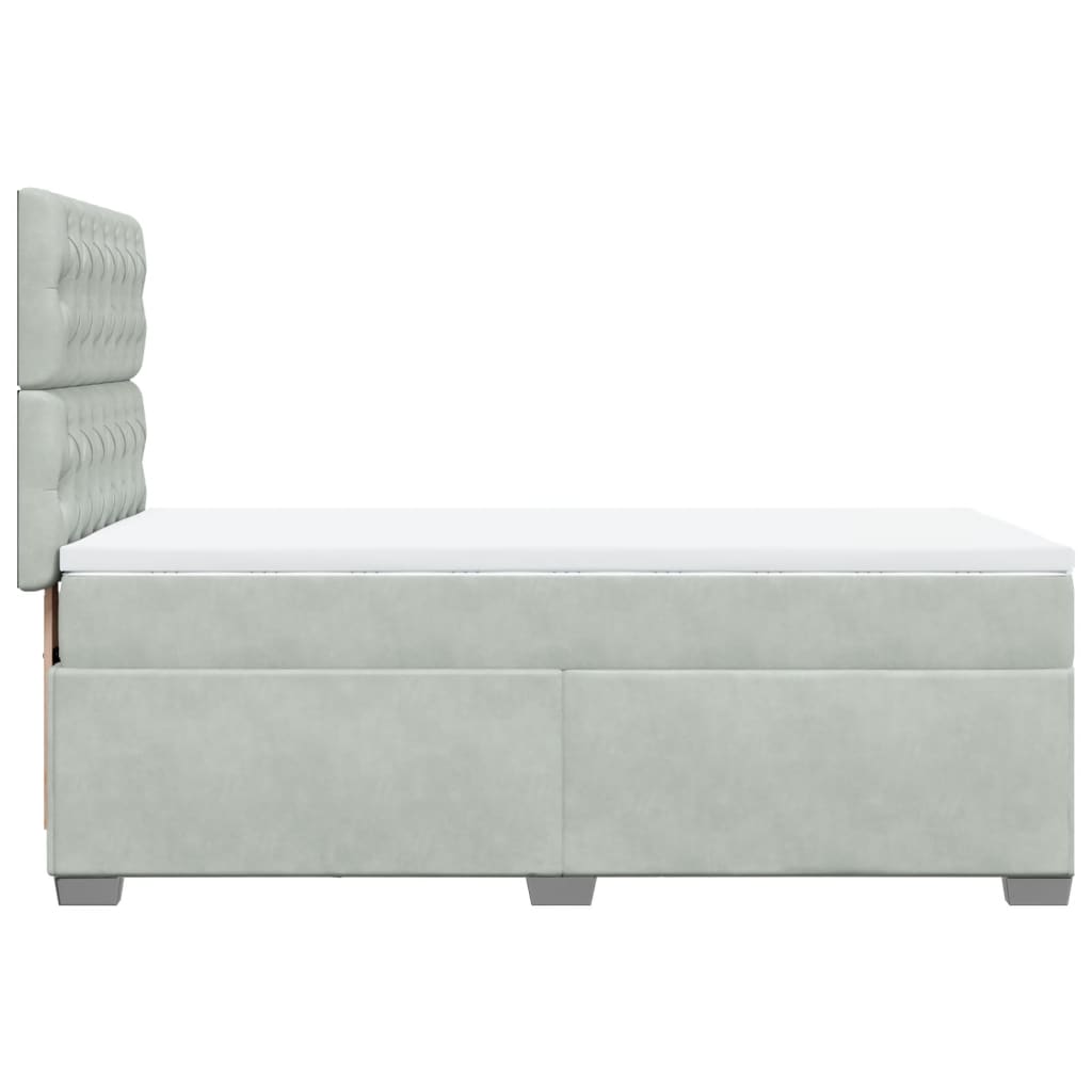 Boxspring met matras fluweel lichtgrijs 100x200 cm