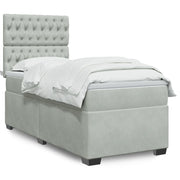 Boxspring bed 100x200 cm lichtgrijs fluweel