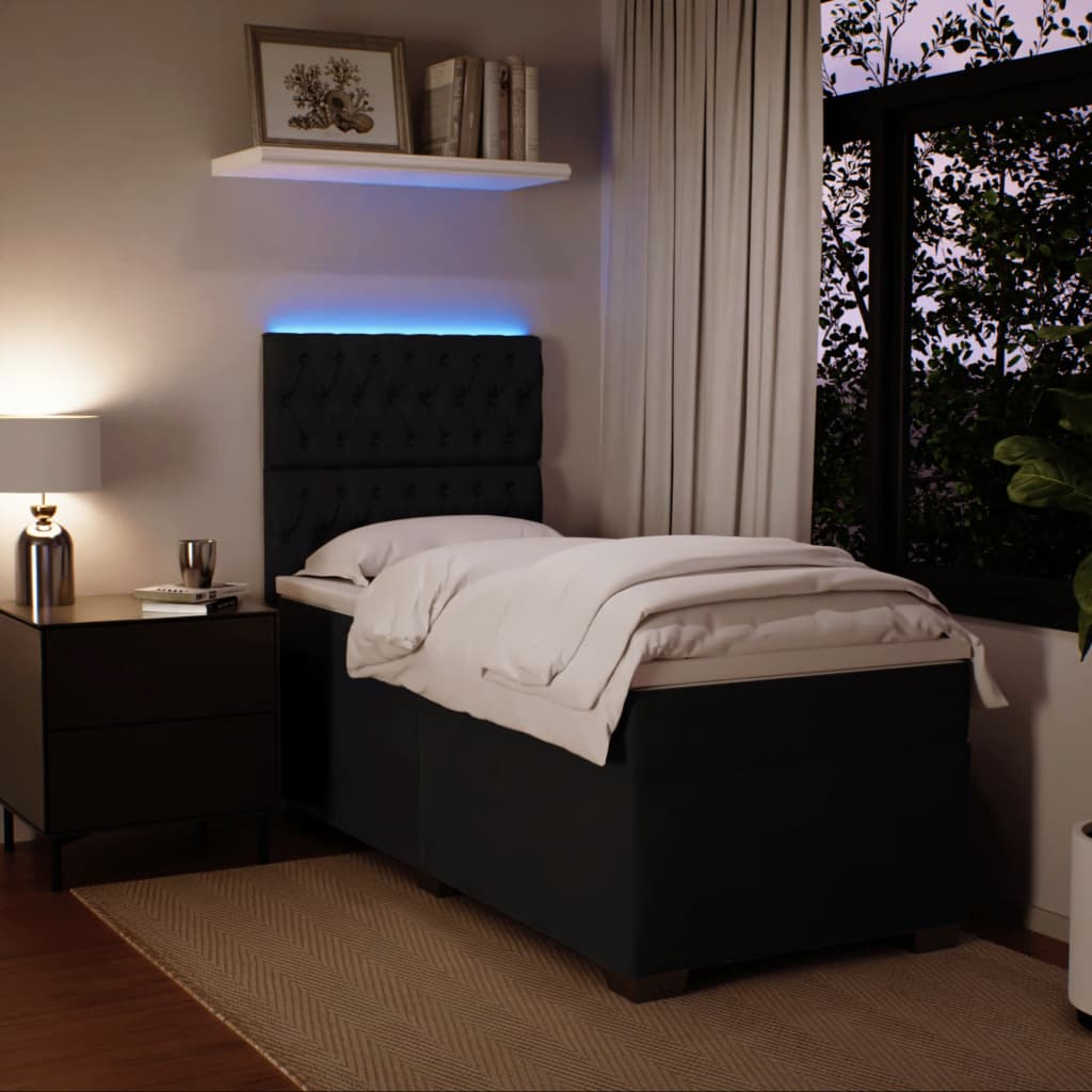 Boxspring met matras fluweel zwart 100x200 cm