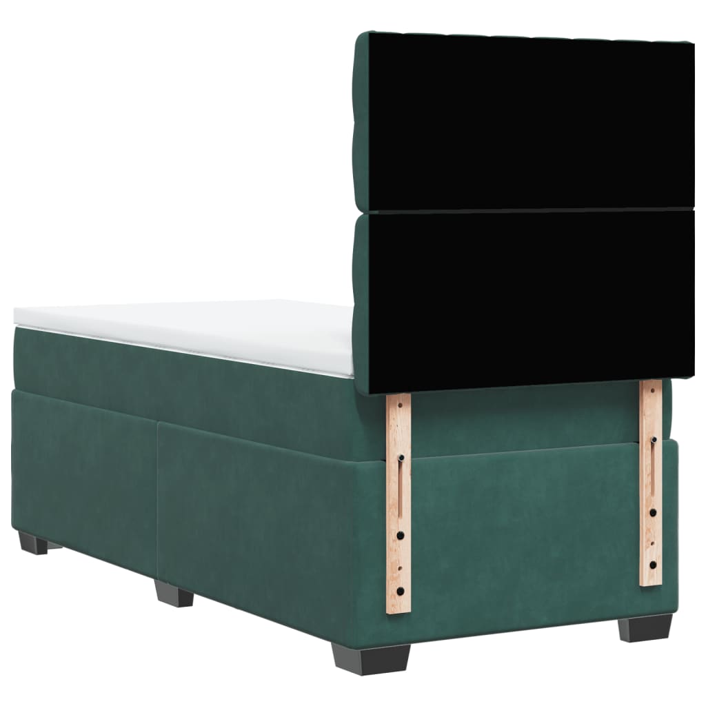 Boxspring met matras fluweel donkergroen 100x200 cm