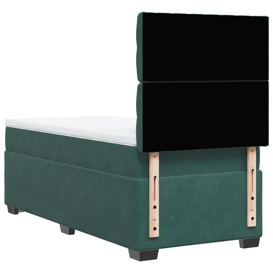 Boxspring met matras fluweel donkergroen 100x200 cm