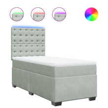 Boxspring met matras fluweel lichtgrijs 100x200 cm