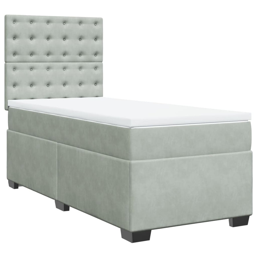 Boxspring met matras fluweel lichtgrijs 100x200 cm